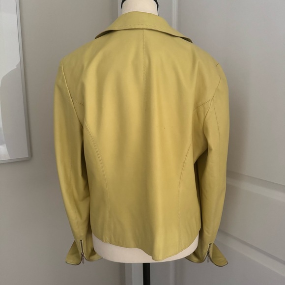 Danier Butter Yellow Genuine Leather Jacket – Soft, Supple, Boxy Fit Large - Picture 3 of 9
